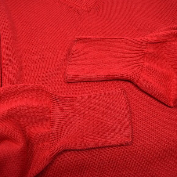 VTG Egyptian Cotton Pullover Sweater Men Large V Neck Red USA Made Golf Preppy - Picture 8 of 11